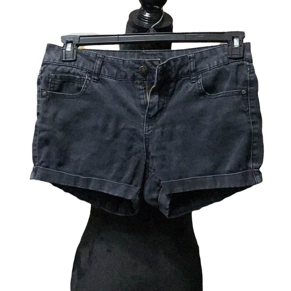 Black cuffed Denim Casual Shorts